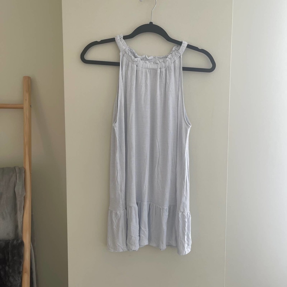 Loft Striped Ruffle Halter Flounce Top Size Large - Picture 6 of 6